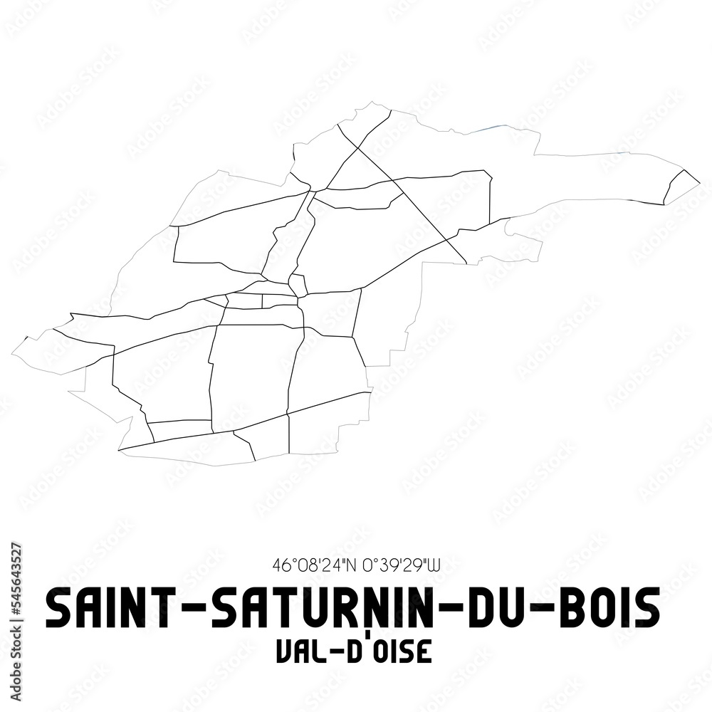 SAINT-SATURNIN-DU-BOIS Val-d'Oise. Minimalistic street map with black and white lines. SAINT-SATURNIN-DU-BOIS Val-d'Oise. Minimalistic street map with black and white lines.