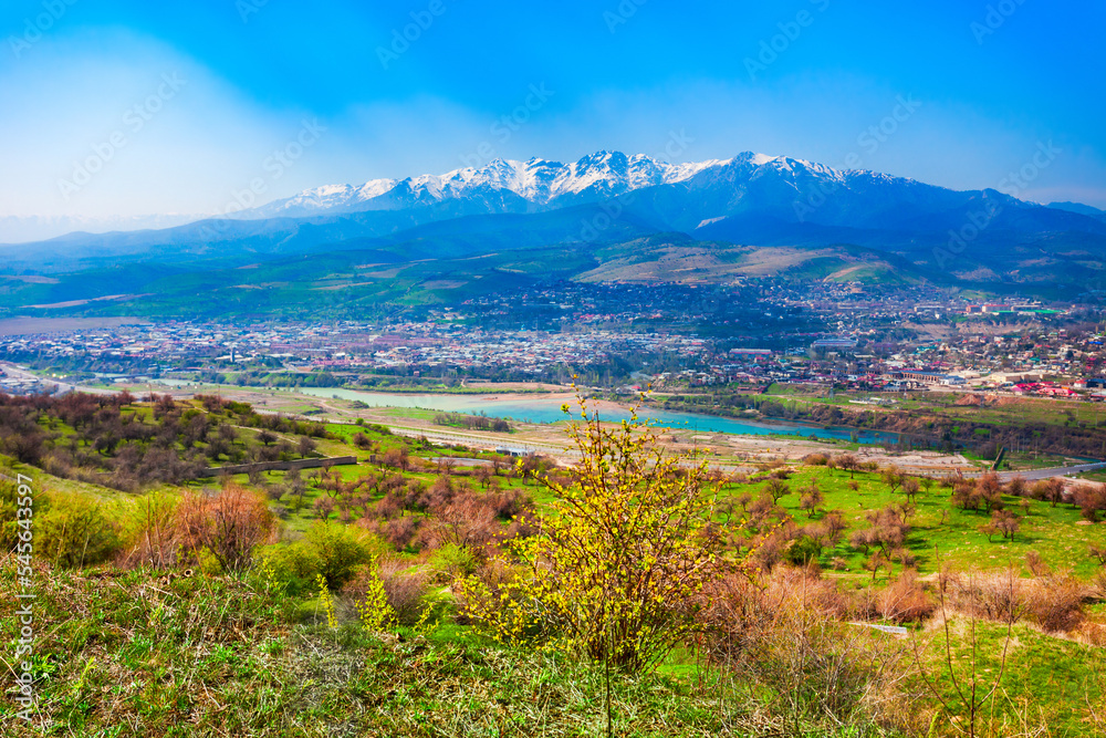 Fototapeta premium Charvak, Xojikent town in Chimgan, Uzbekistan