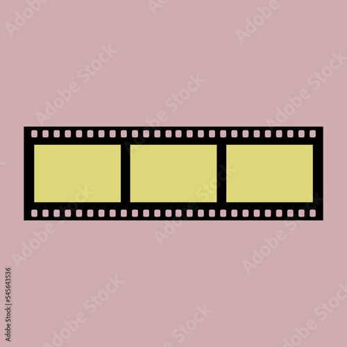 Poster with developed film. Dark room supplies. Retro photo shooting and printing concept. Art and hobbies. Hand drawn vector illustration isolated on colorful background.