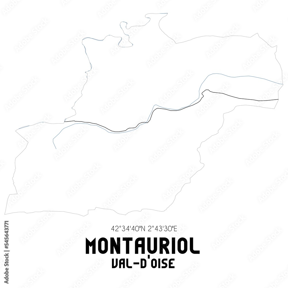 MONTAURIOL Val-d'Oise. Minimalistic street map with black and white lines.