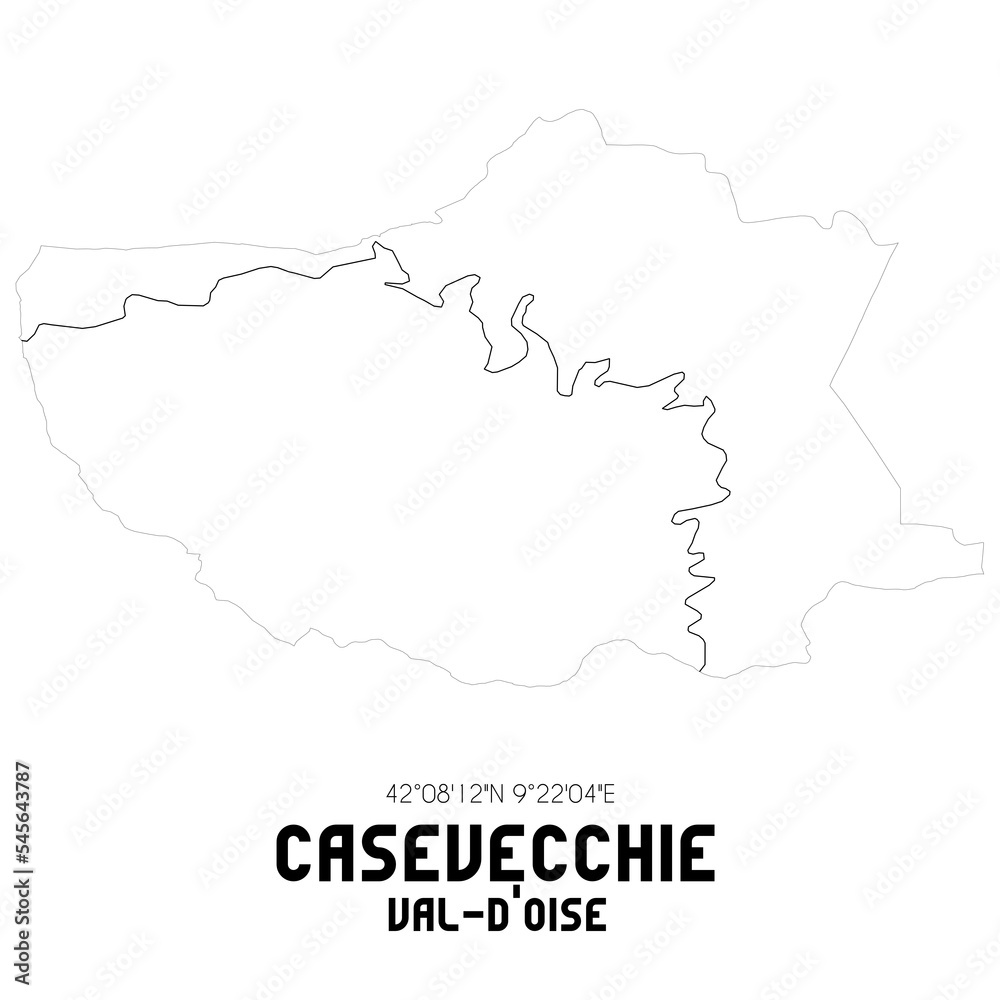 CASEVECCHIE Val-d'Oise. Minimalistic street map with black and white lines.