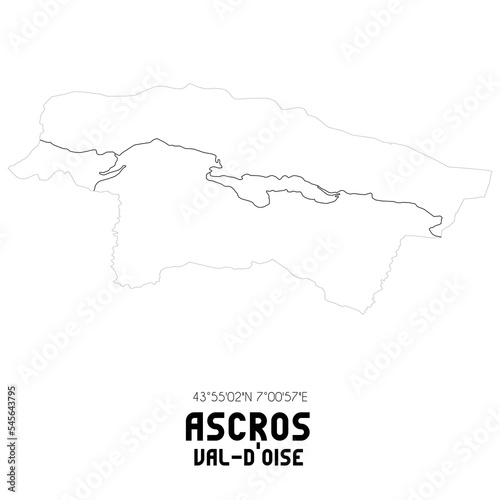 ASCROS Val-d'Oise. Minimalistic street map with black and white lines.