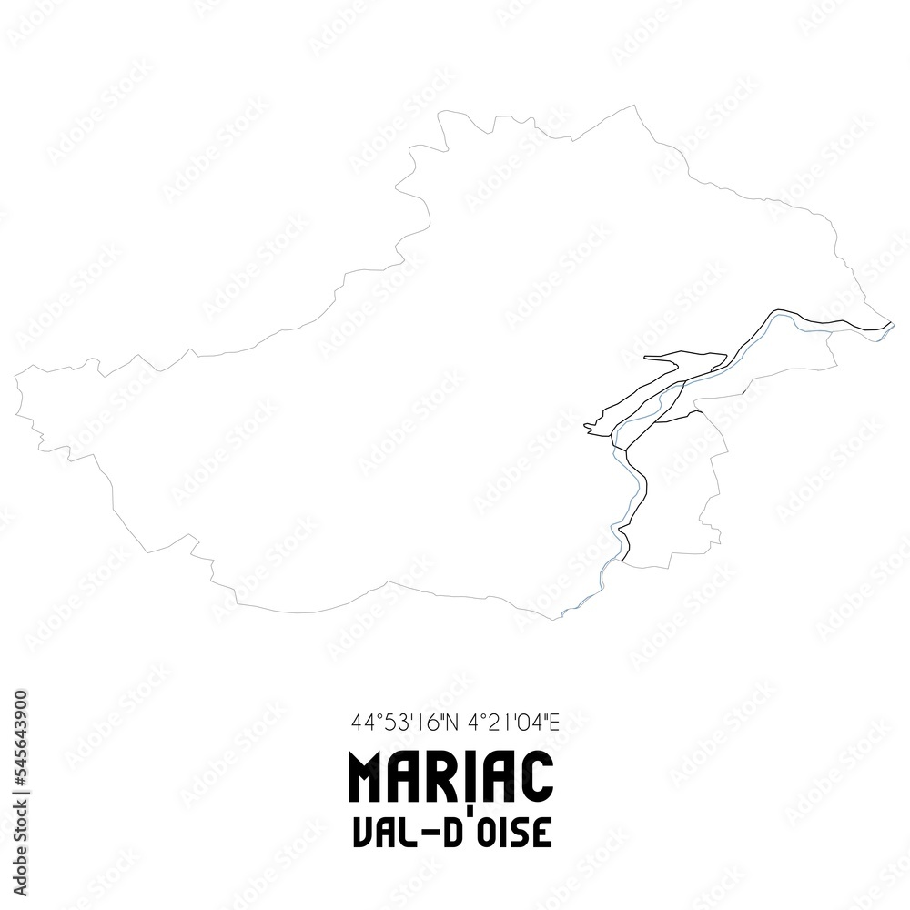 MARIAC Val-d'Oise. Minimalistic street map with black and white lines.