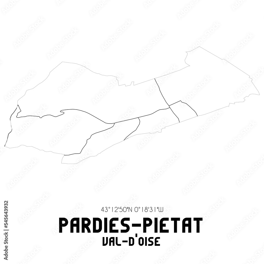 PARDIES-PIETAT Val-d'Oise. Minimalistic street map with black and white lines.