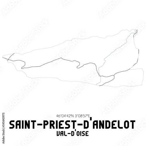 SAINT-PRIEST-D'ANDELOT Val-d'Oise. Minimalistic street map with black and white lines.