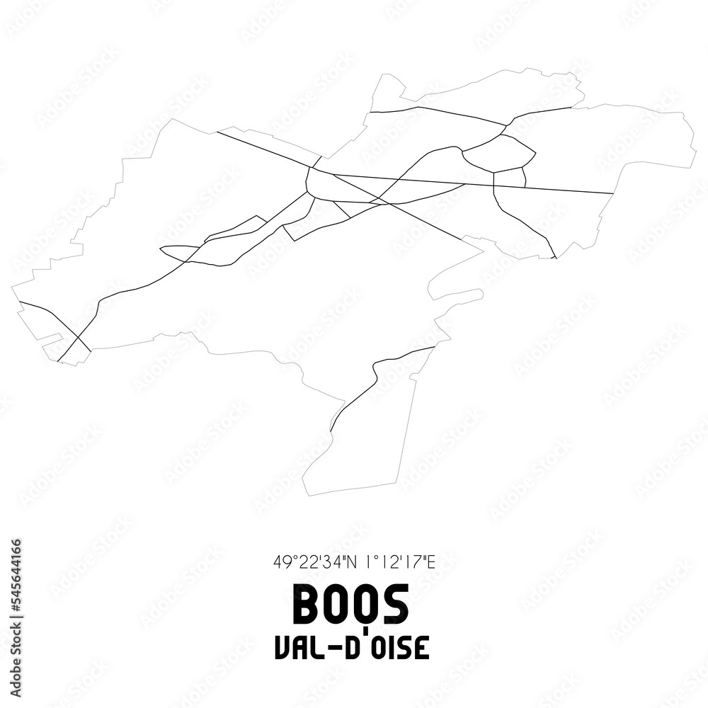 BOOS Val-d'Oise. Minimalistic street map with black and white lines.