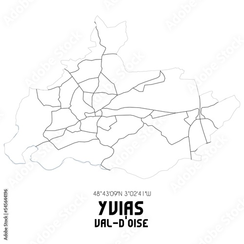 YVIAS Val-d'Oise. Minimalistic street map with black and white lines.