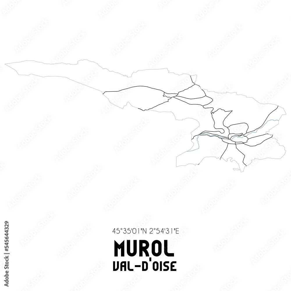MUROL Val-d'Oise. Minimalistic street map with black and white lines.