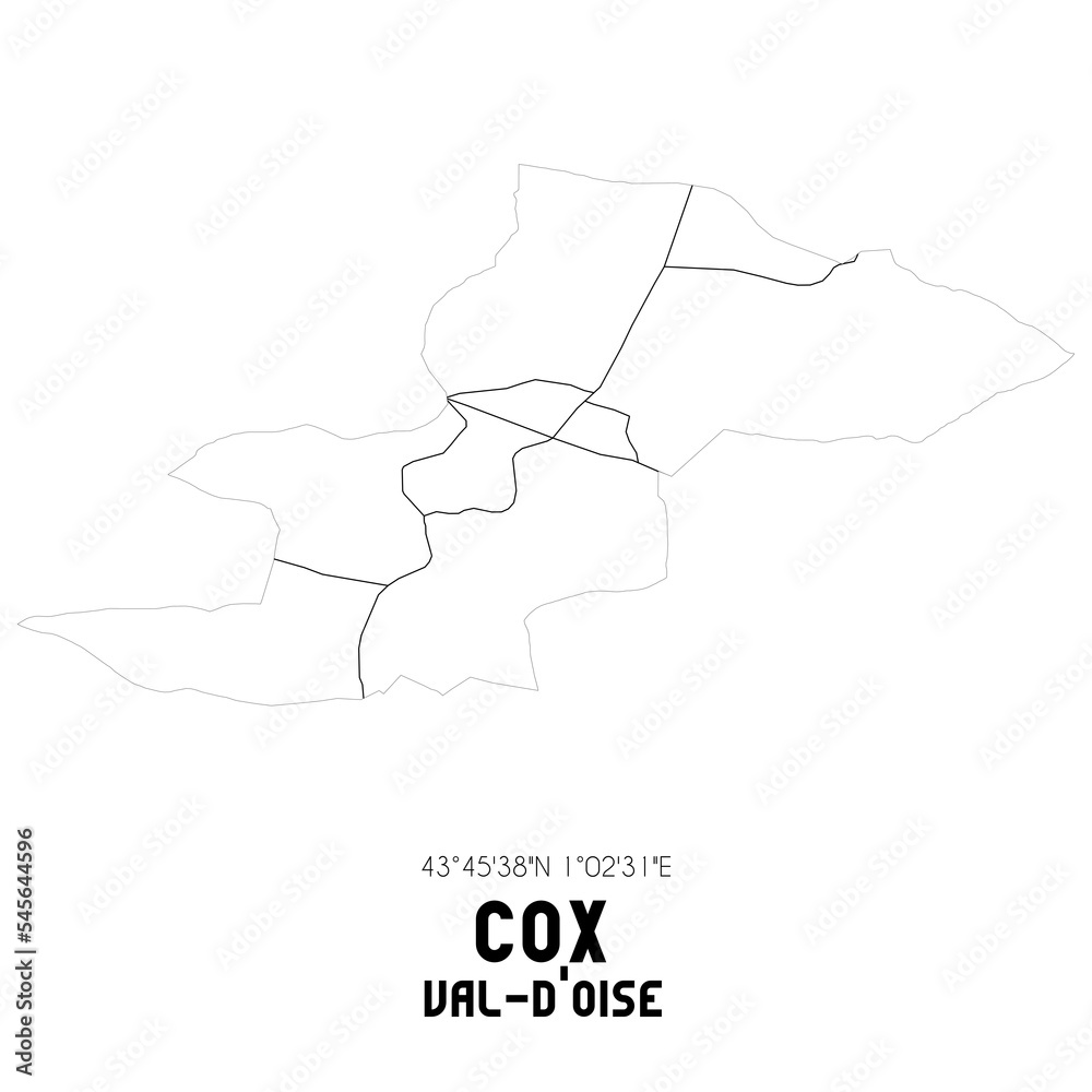 COX Val-d'Oise. Minimalistic street map with black and white lines.