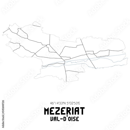 MEZERIAT Val-d'Oise. Minimalistic street map with black and white lines.