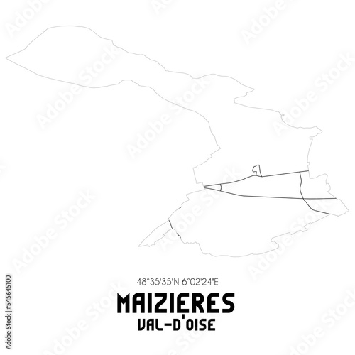 MAIZIERES Val-d'Oise. Minimalistic street map with black and white lines.