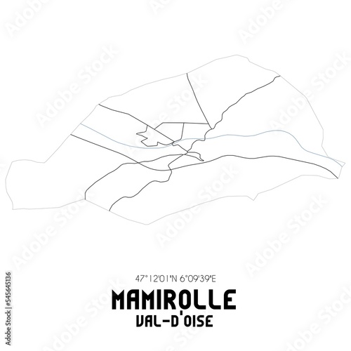 MAMIROLLE Val-d'Oise. Minimalistic street map with black and white lines. © Rezona