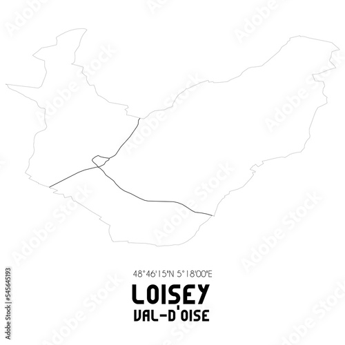 LOISEY Val-d Oise. Minimalistic street map with black and white lines.
