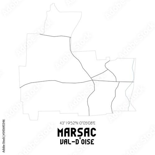 MARSAC Val-d Oise. Minimalistic street map with black and white lines.