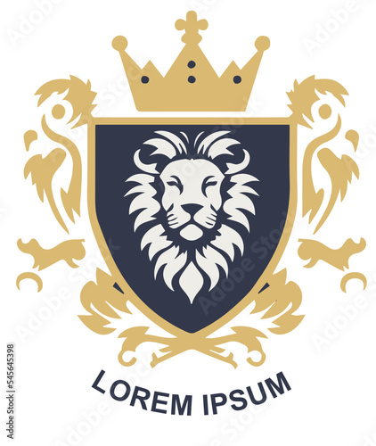 Crowned lion logo luxury logotype graphic design sign symbol