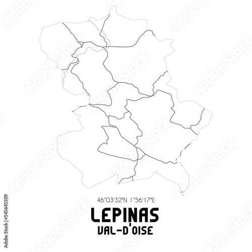 LEPINAS Val-d'Oise. Minimalistic street map with black and white lines.