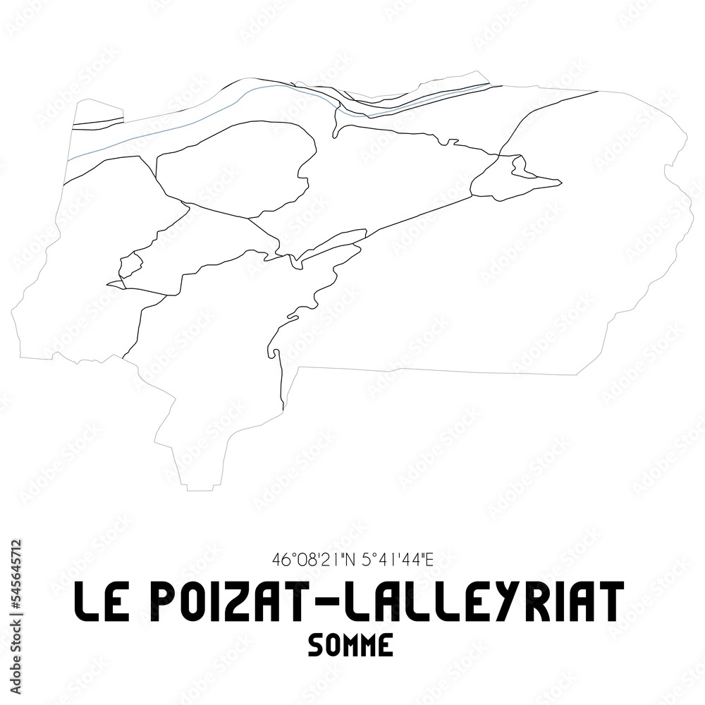LE POIZAT-LALLEYRIAT Somme. Minimalistic street map with black and white lines.
