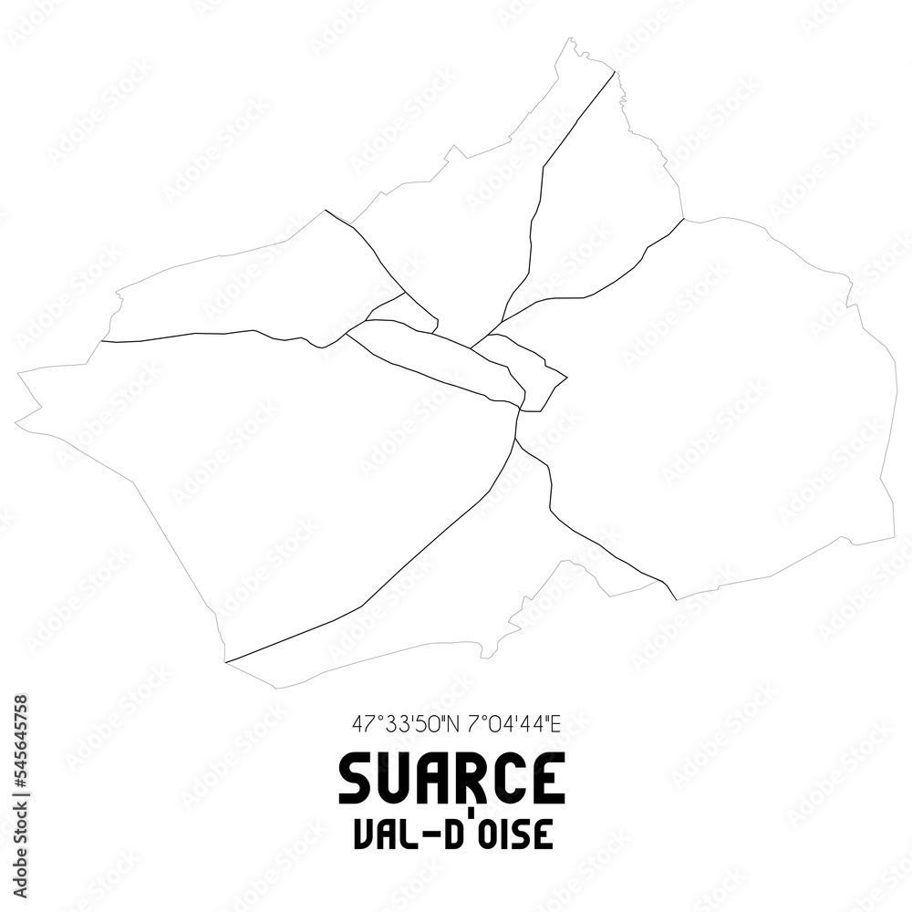 SUARCE Val-d'Oise. Minimalistic street map with black and white lines.