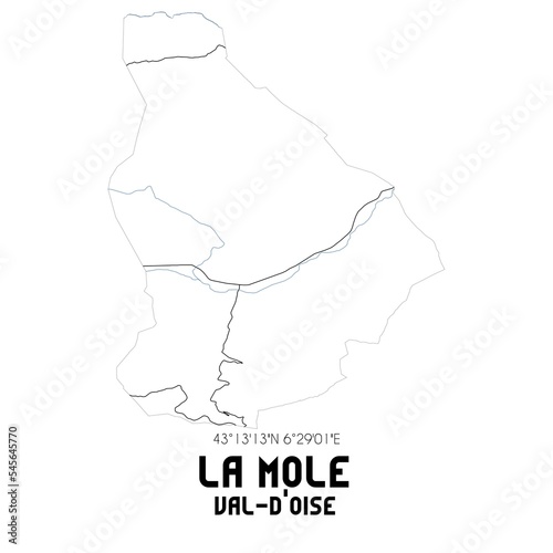 LA MOLE Val-d'Oise. Minimalistic street map with black and white lines.