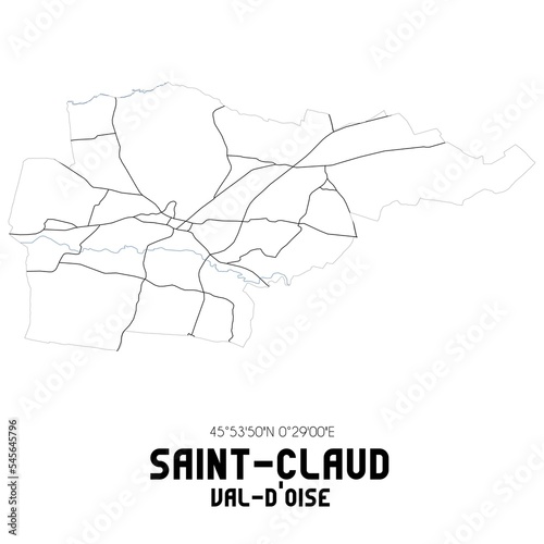 SAINT-CLAUD Val-d Oise. Minimalistic street map with black and white lines.