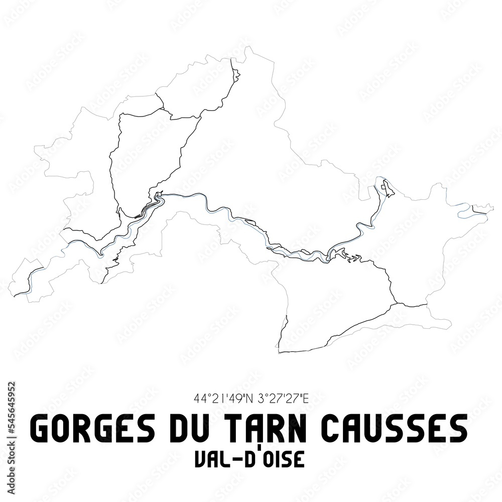 GORGES DU TARN CAUSSES Val-d'Oise. Minimalistic street map with black and white lines.