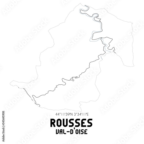 ROUSSES Val-d'Oise. Minimalistic street map with black and white lines.