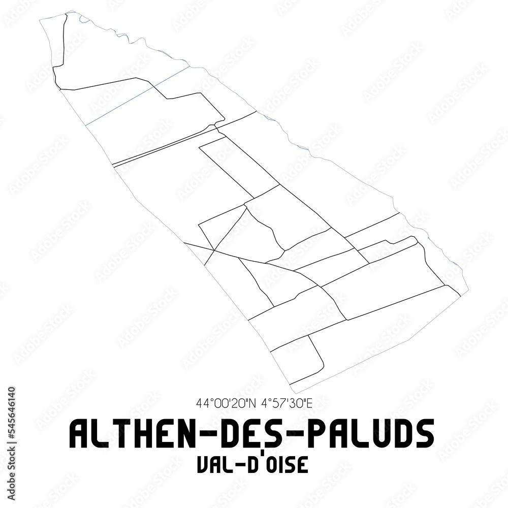 ALTHEN-DES-PALUDS Val-d'Oise. Minimalistic street map with black and white lines.