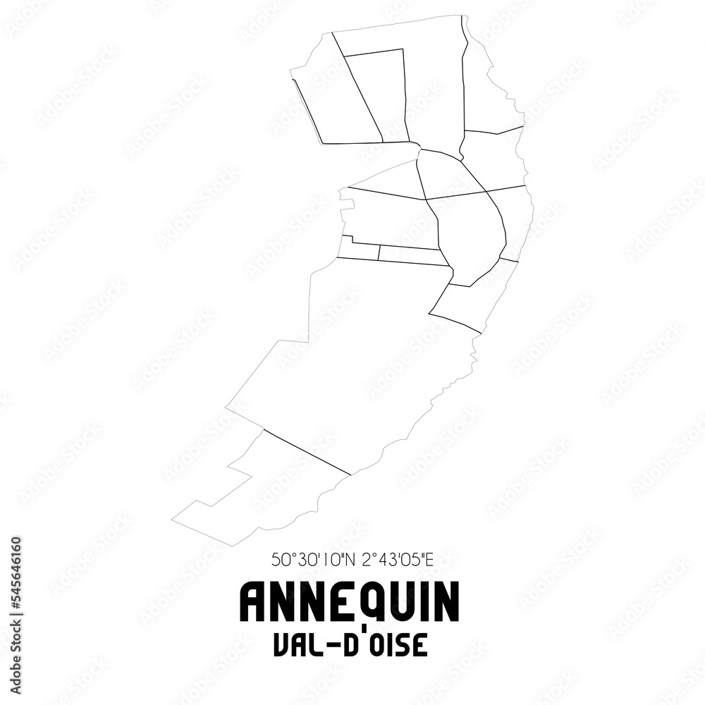 ANNEQUIN Val-d'Oise. Minimalistic street map with black and white lines. ANNEQUIN Val-d'Oise. Minimalistic street map with black and white lines.