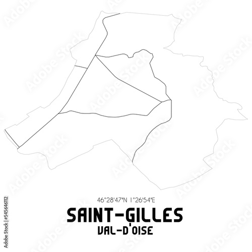 SAINT-GILLES Val-d Oise. Minimalistic street map with black and white lines.