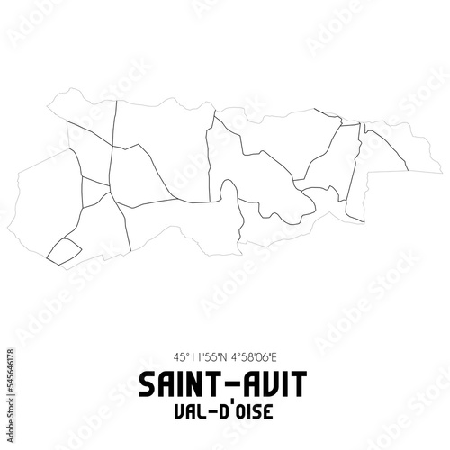 SAINT-AVIT Val-d Oise. Minimalistic street map with black and white lines.