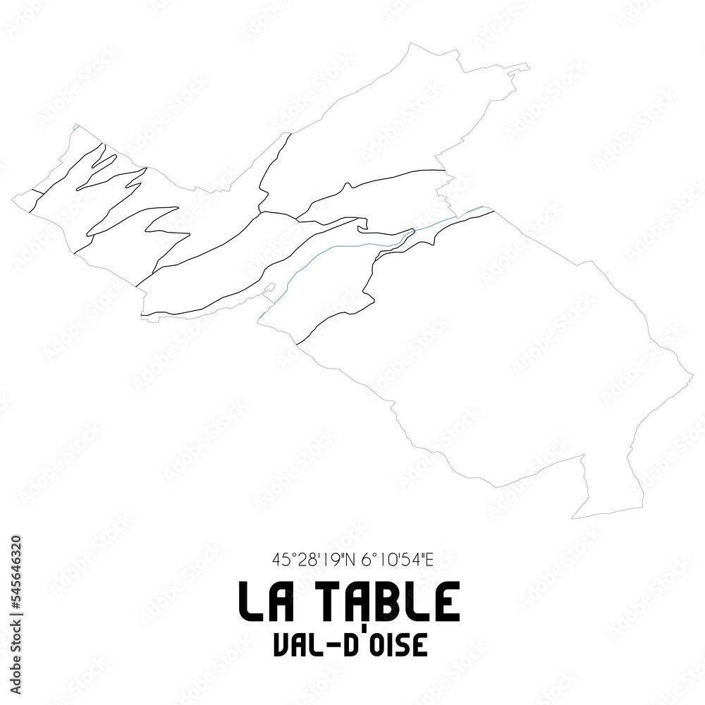 LA TABLE Val-d'Oise. Minimalistic street map with black and white lines.