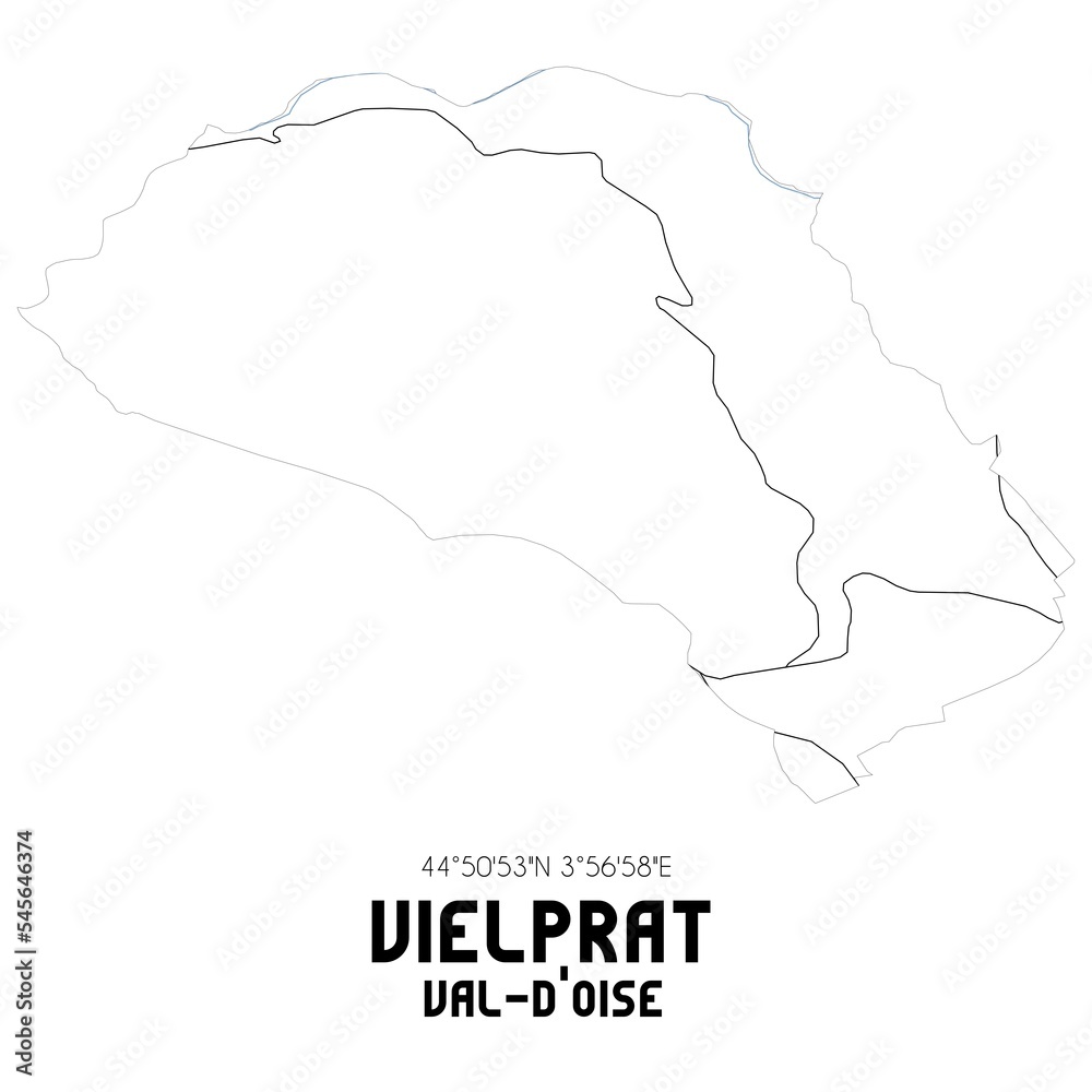 VIELPRAT Val-d'Oise. Minimalistic street map with black and white lines.