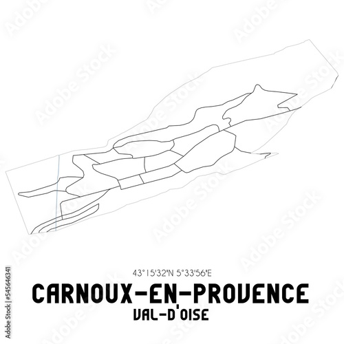 CARNOUX-EN-PROVENCE Val-d'Oise. Minimalistic street map with black and white lines.