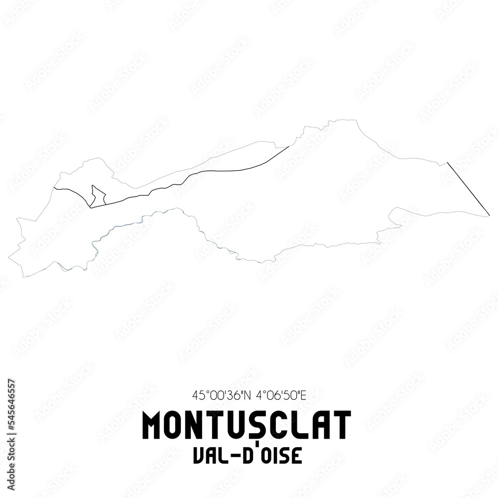 MONTUSCLAT Val-d'Oise. Minimalistic street map with black and white lines. MONTUSCLAT Val-d'Oise. Minimalistic street map with black and white lines.