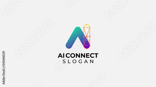 Initial lowercase letter ai connect logo design vector
