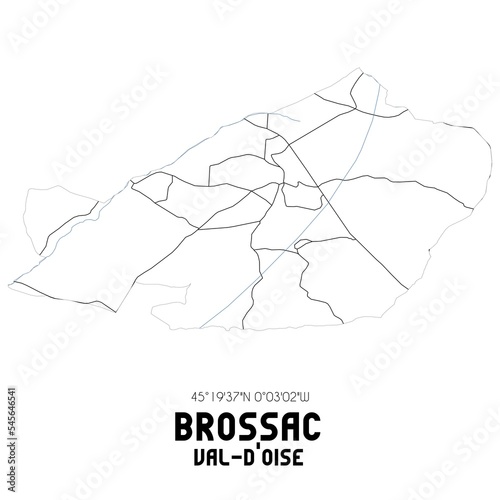 BROSSAC Val-d'Oise. Minimalistic street map with black and white lines.