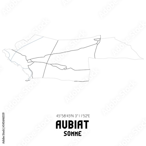 AUBIAT Somme. Minimalistic street map with black and white lines. photo