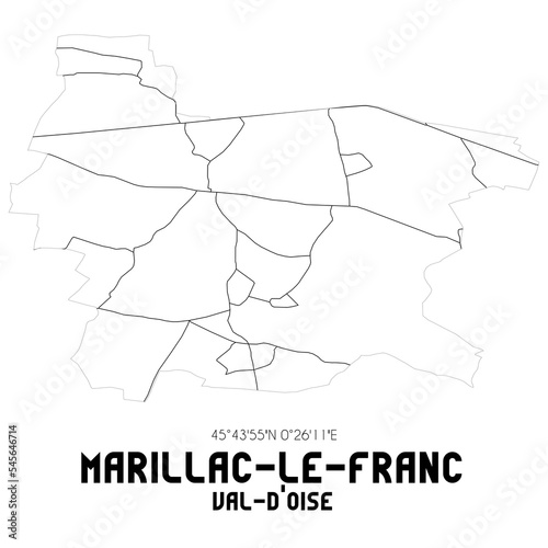 MARILLAC-LE-FRANC Val-d'Oise. Minimalistic street map with black and white lines.