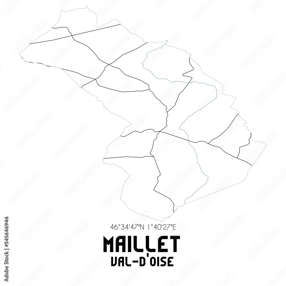 MAILLET Val-d'Oise. Minimalistic street map with black and white lines.