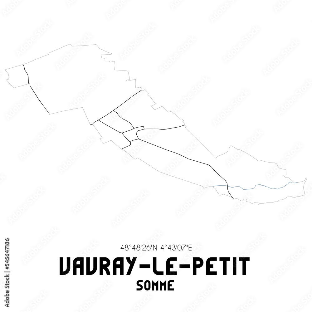 VAVRAY-LE-PETIT Somme. Minimalistic street map with black and white lines. VAVRAY-LE-PETIT Somme. Minimalistic street map with black and white lines.