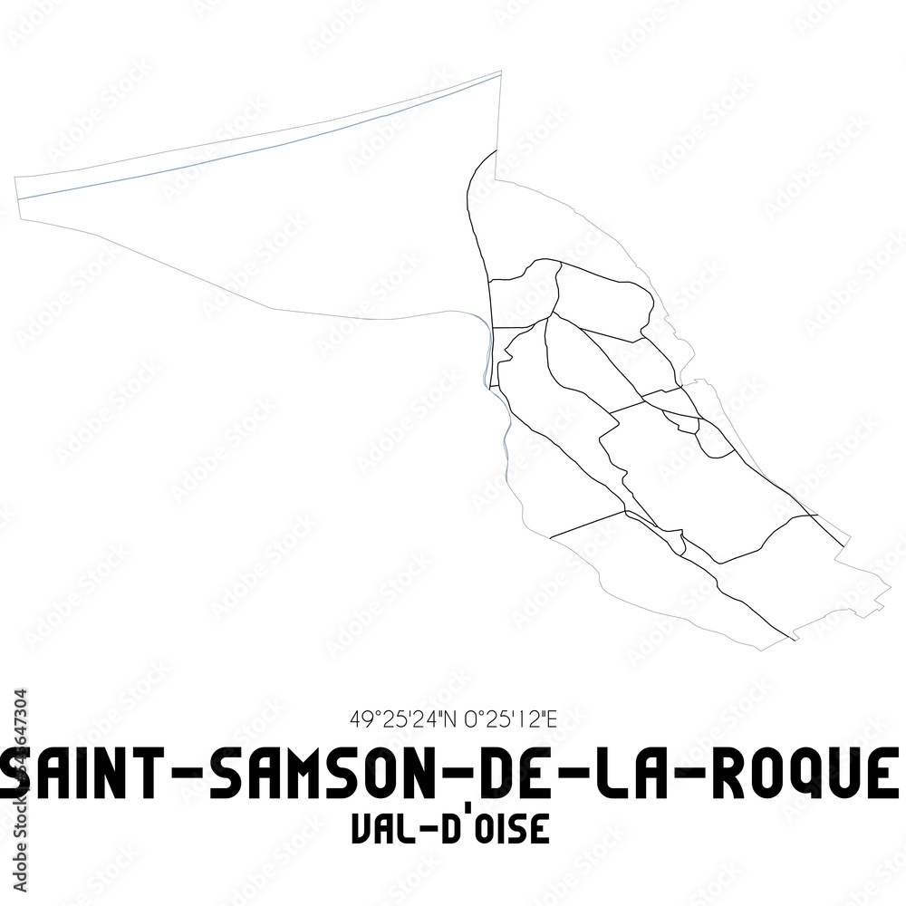 SAINT-SAMSON-DE-LA-ROQUE Val-d'Oise. Minimalistic street map with black and white lines.