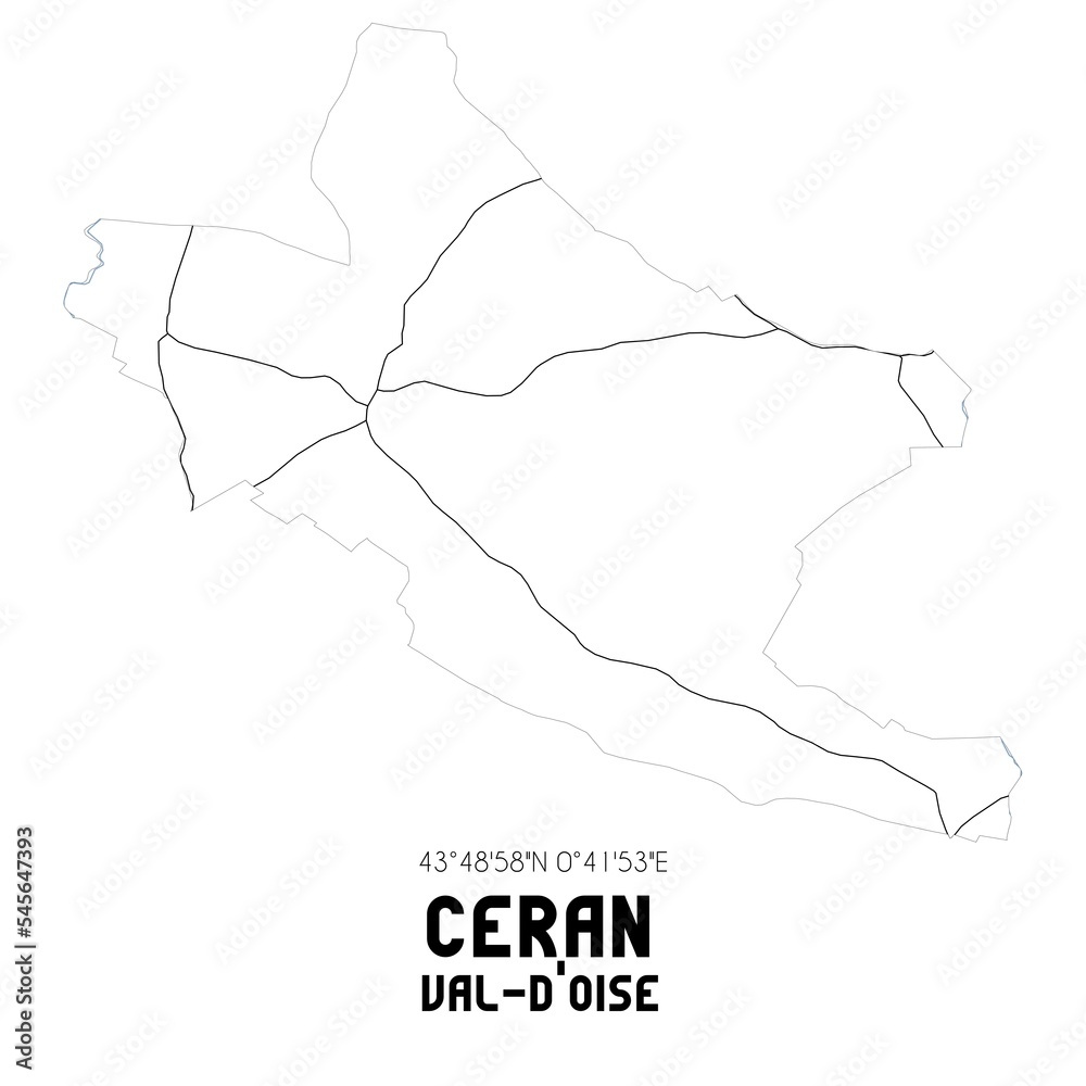 CERAN Val-d'Oise. Minimalistic street map with black and white lines.