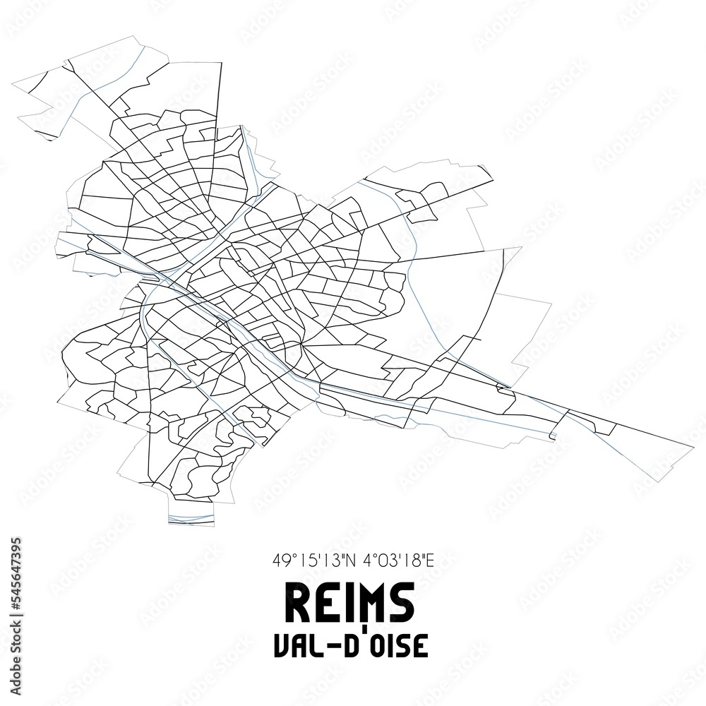 REIMS Val-d'Oise. Minimalistic street map with black and white lines.