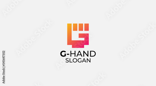 letter g hand fist symbol logo design vector