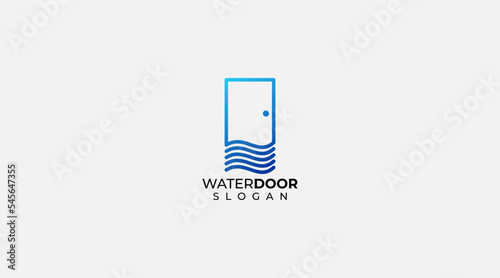 Water door wave logo design vector illustration