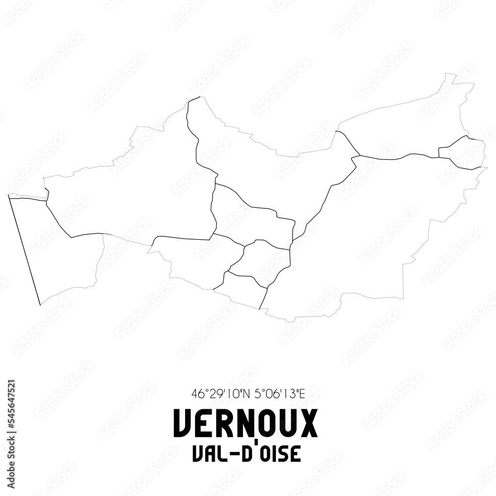 VERNOUX Val-d'Oise. Minimalistic street map with black and white lines.