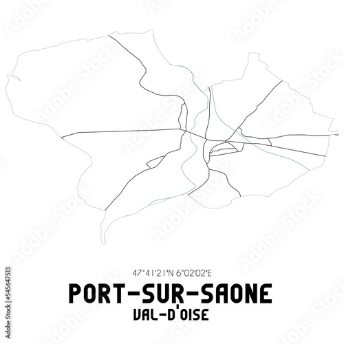 PORT-SUR-SAONE Val-d'Oise. Minimalistic street map with black and white lines.