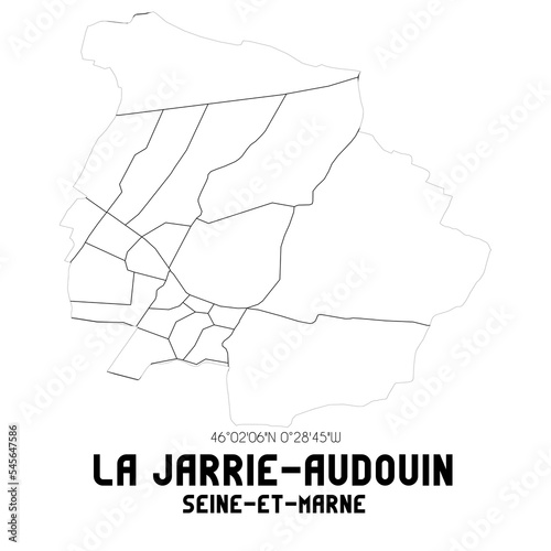 LA JARRIE-AUDOUIN Seine-et-Marne. Minimalistic street map with black and white lines.