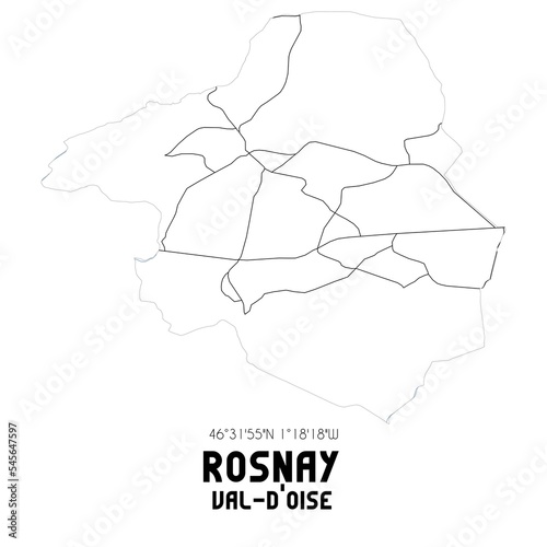 ROSNAY Val-d'Oise. Minimalistic street map with black and white lines.