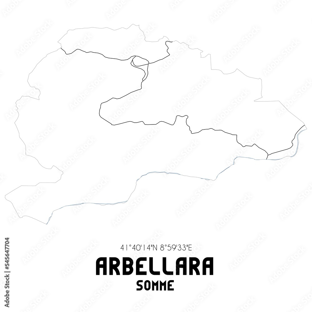 ARBELLARA Somme. Minimalistic street map with black and white lines.
